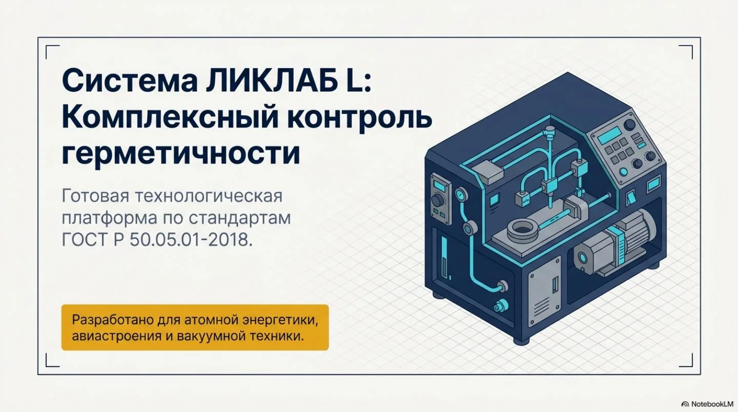 Слайд 1: Стенд испытаний на герметичность ЛИКЛАБ L по нормативам ГОСТ Р 50.05.01-2018