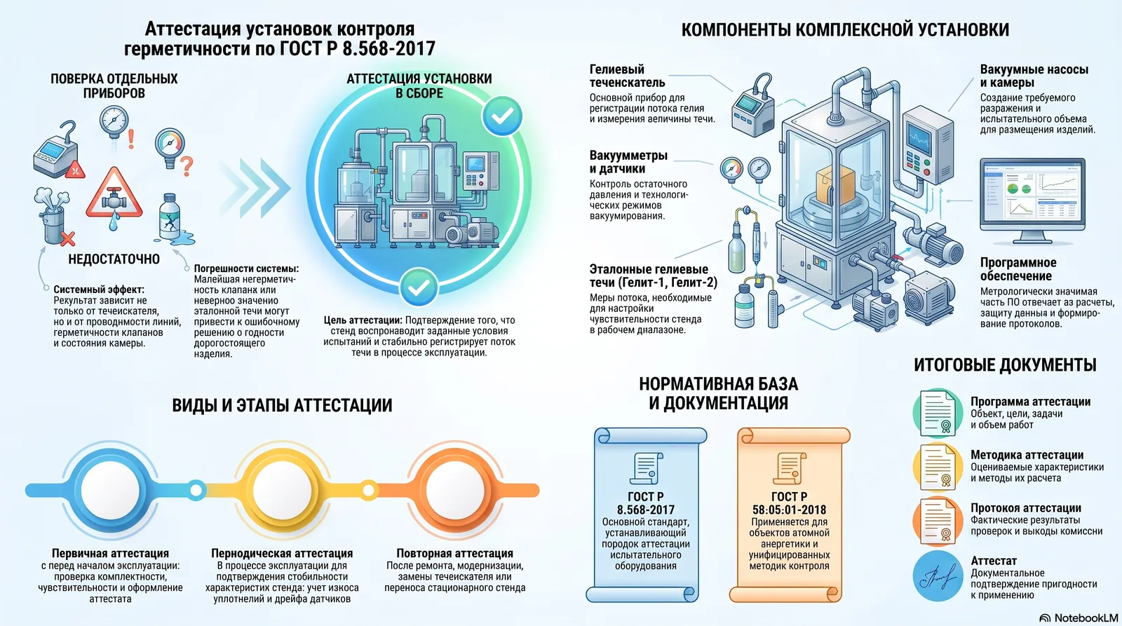 Инфографика: Аттестация установок контроля герметичности ГОСТ Р 8.568-2017