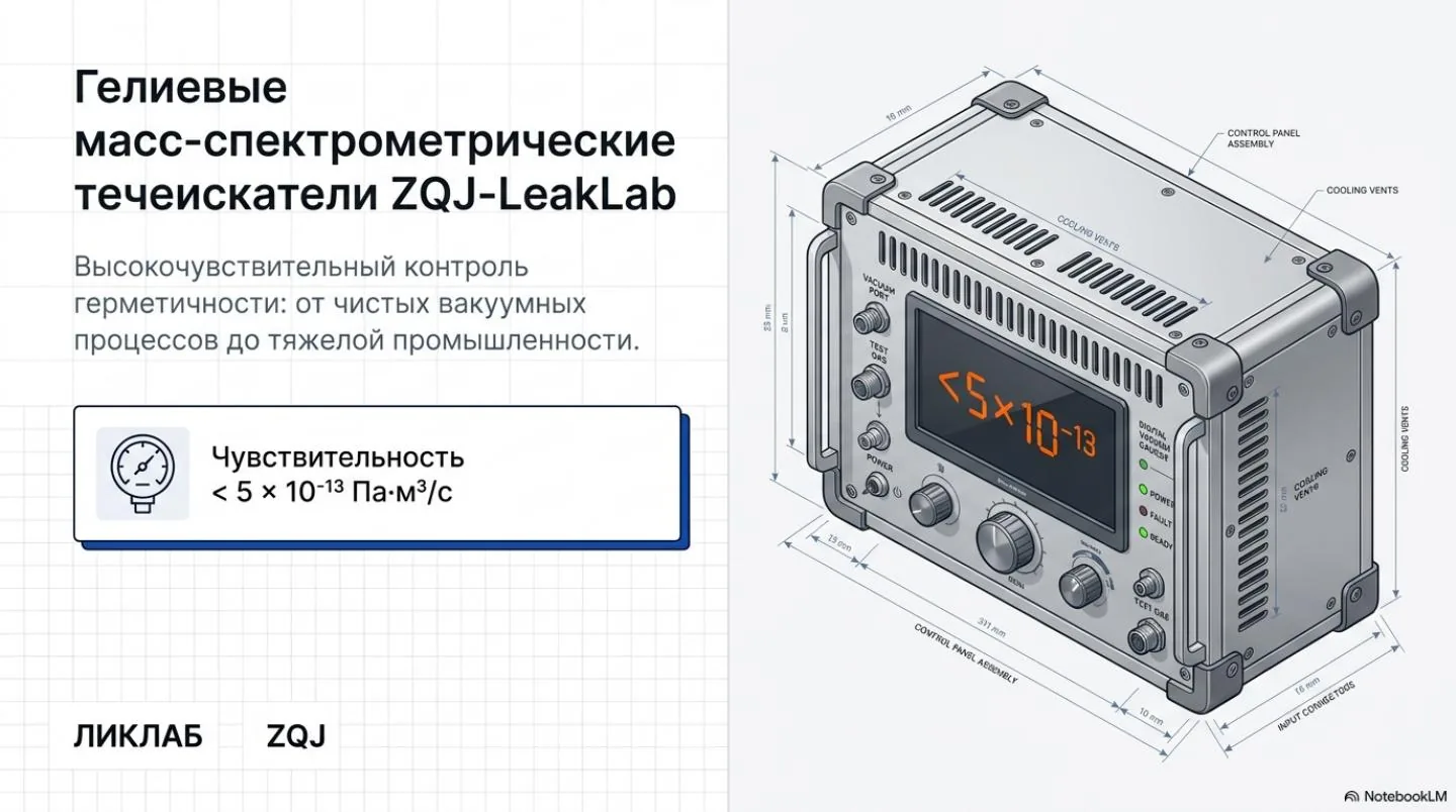 Слайд 1: Гелиевые масс-спектрометрические течеискатели Гелиевые масс-спектрометрические течеискатели ZQJ-LeakLab-3300 и ZQJ-LeakLab-3301