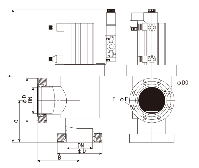 KYKY CDQ-JB, CF DN≤50. Чертёж изготовителя. Размеры выбранной модели CDQ-JB16CF приведены в таблице.