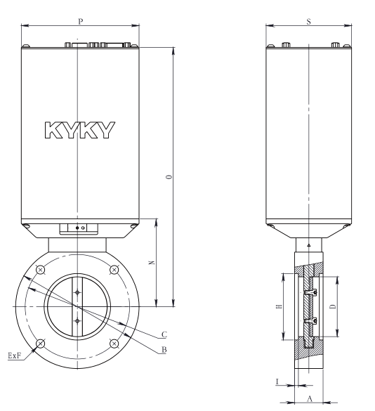 KYKY GID, ISO-F. Чертёж изготовителя; размеры GID-63Z ISO-F приведены в таблице.