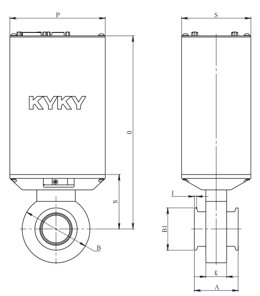 KYKY GID, KF. Чертёж изготовителя; размеры GID-25ZM KF25 приведены в таблице.
