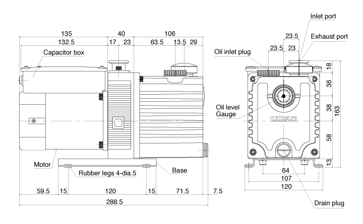 ULVAC KIKO GHD-031. Габаритный чертёж изготовителя.