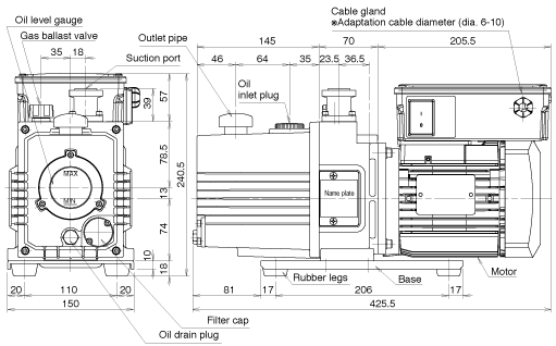 ULVAC KIKO GLD-040. Габаритный чертёж изготовителя.