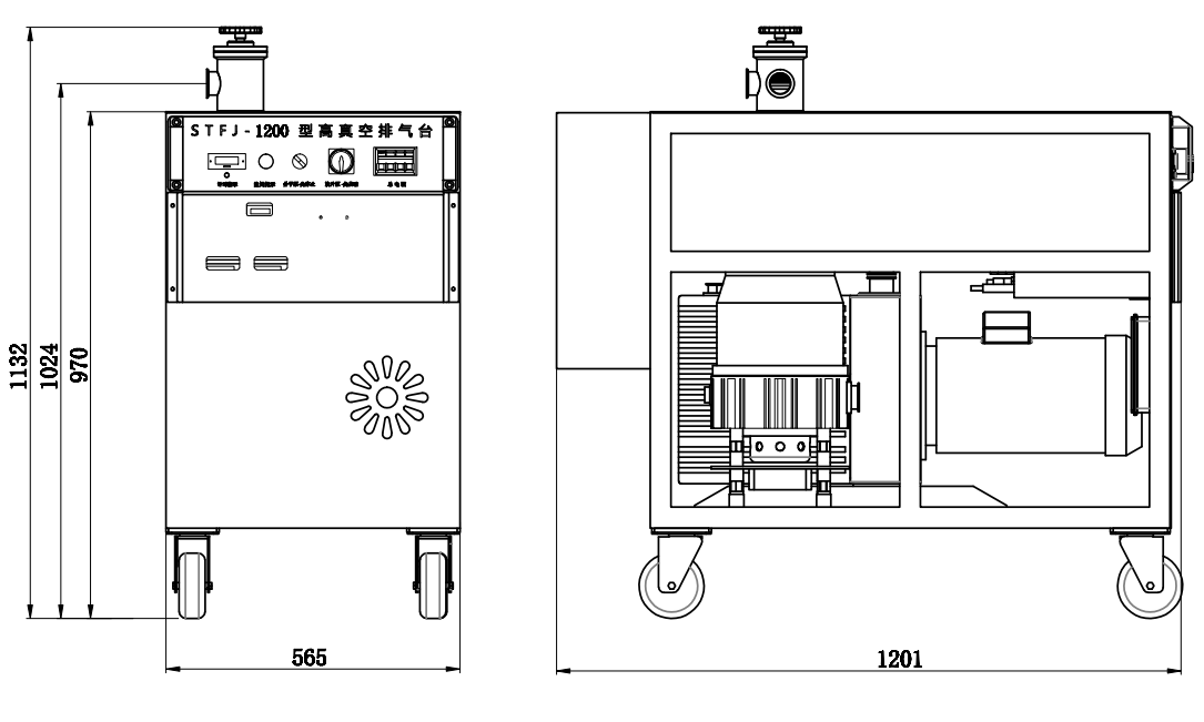 STFJ-1200S — заводская размерная схема; исполнение сверяют с паспортом